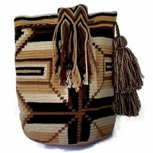 Load image into Gallery viewer, Brown Rombo Maze Wayuu Bucket Bag