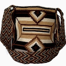 Load image into Gallery viewer, Brown Rombo Maze Wayuu Bucket Bag