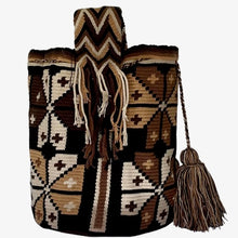 Load image into Gallery viewer, Brown Crosses in Flower Wayuu Bucket Bag