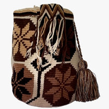 Load image into Gallery viewer, Brown Poinsettia Wayuu Bucket Bag