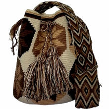 Load image into Gallery viewer, Brown Poinsettia Wayuu Bucket Bag