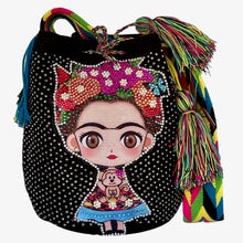 Load image into Gallery viewer, Wayuu embellished Fridita in Black Neon