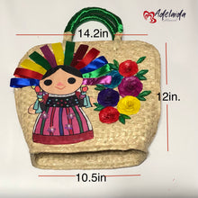 Load image into Gallery viewer, Palm Tote Bag and Hat Set Lele with Ribbons Cherry