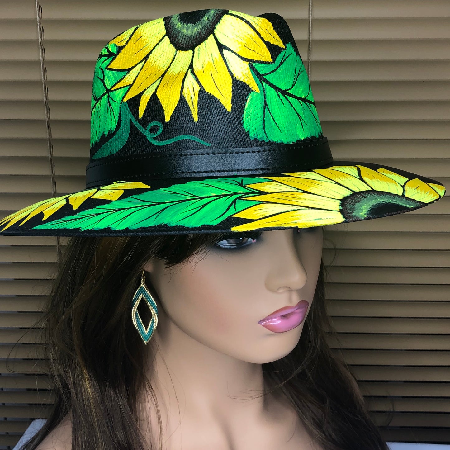 Hand-Painted Sunflowers Canvas Hat – Indiana Style