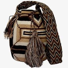 Load image into Gallery viewer, Brown Rombo Maze Wayuu Bucket Bag