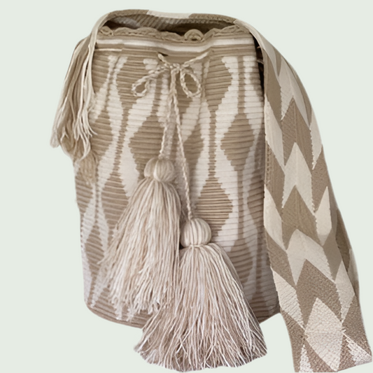 Diamond Pattern Wayuu Mochila Bag – Sand Tone
