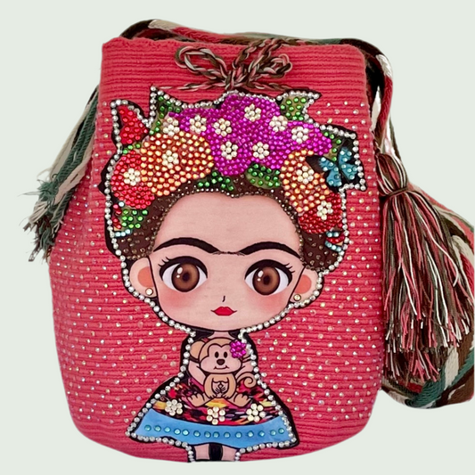 Wayuu embellished Fridita in Coral