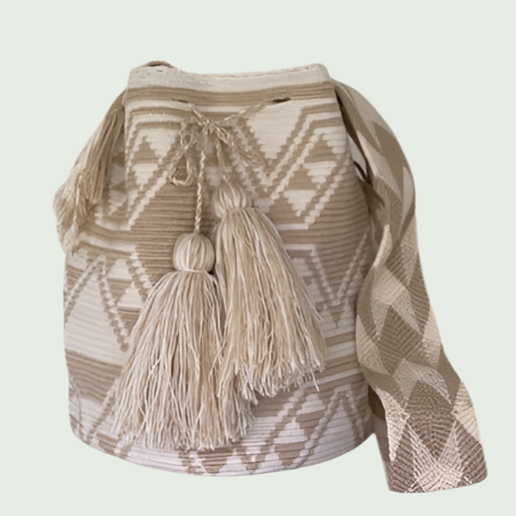 Hexagon Pattern Wayuu Mochila Bag – Sand Tone