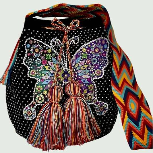 Wayuu embellished Butterfly in Black