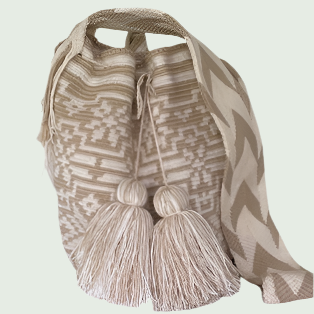 Poinsettia Pattern Wayuu Mochila Bag – Sand Tone