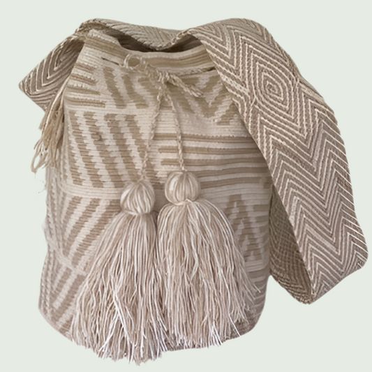 Maze Pattern Wayuu Mochila Bag – Sand Tone
