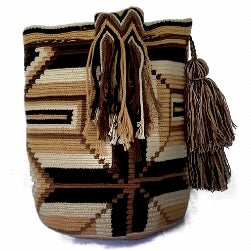 Brown Rombo Maze Wayuu Bucket Bag