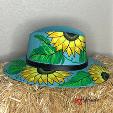 Load image into Gallery viewer, 3 Sunflowers Hand painted hat
