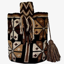 Load image into Gallery viewer, Brown Crosses in Flower Wayuu Bucket Bag
