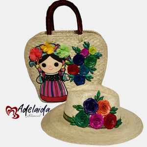 Palm Tote Bag and Hat Set Lele Cherry