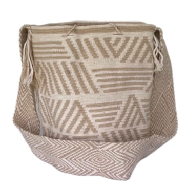 Maze Pattern Wayuu Mochila Bag – Sand Tone