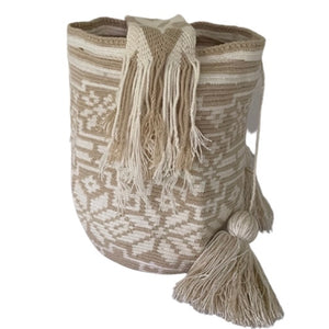 Beige Poinsettias Wayuu Bucket Bag