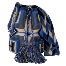 Load image into Gallery viewer, Blue Cross Wayuu Mochila Bag
