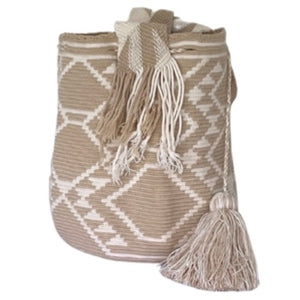 Beige Hexagon Wayuu Bucket Bag