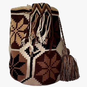 Brown Poinsettia Wayuu Bucket Bag