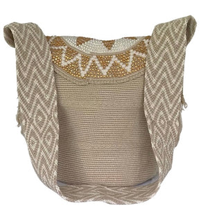 Wayuu Bag Jeweled Flap Top Beige Flower