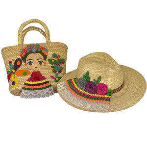 Palm Tote Bag and Hat Set Fridita