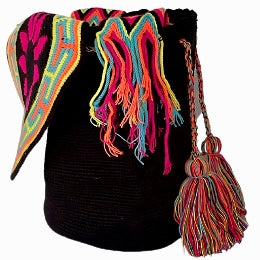 Wayuu Bag Jeweled Flap Top Black Flower