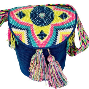 Wayuu Bag Jeweled Flap Top Blue