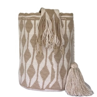 Diamond Pattern Wayuu Mochila Bag – Sand Tone