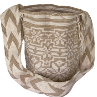 Poinsettia Pattern Wayuu Mochila Bag – Sand Tone