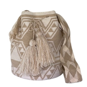 Beige Hexagons Wayuu Bucket Bag