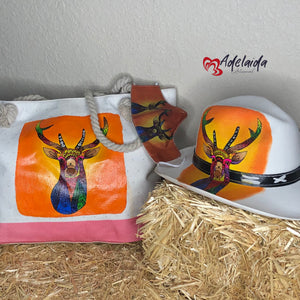 Hand painted Tote Bag and Hat Deer