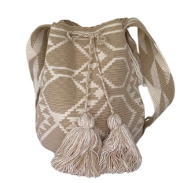 Beige Hexagon Wayuu Bucket Bag