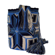 Load image into Gallery viewer, Blue Cross Wayuu Mochila Bag
