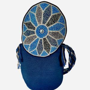 Wayuu Bag Jeweled Flap Top Blue Flower