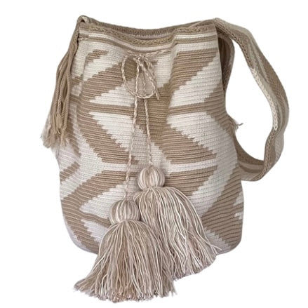 Beige Arrows Wayuu Bucket Bag