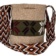 Load image into Gallery viewer, Heather beige Fall Wayuu Bucket Bag
