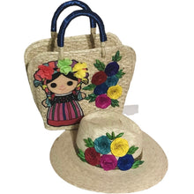 Load image into Gallery viewer, Palm Tote Bag and Hat Set Lele Blue
