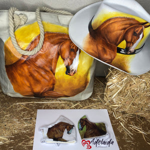 Hand painted Tote Bag and Hat Sorrel Horse