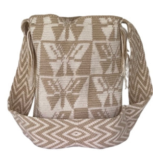 Beige Butterflies Wayuu Bucket Bag