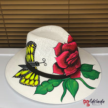 Load image into Gallery viewer, Hand painted Hat Red Rose
