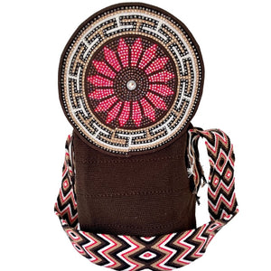 Wayuu Bag Jeweled Flap Top Brown Flower