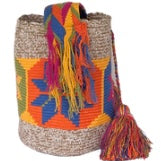 Heather beige Flower Wayuu Bucket Bag