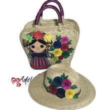 Load image into Gallery viewer, Palm Tote Bag and Hat Set Lele Fuscshia
