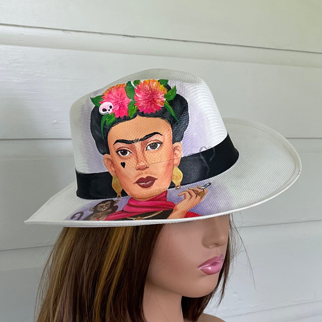 Hand painted Hat Frida Kahlo