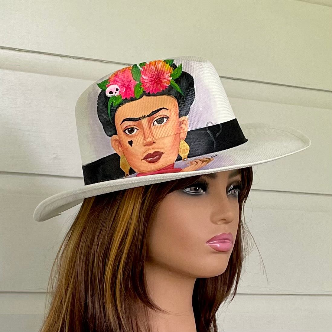 Hand painted Hat Frida Kahlo