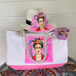 Hand painted Tote bag and Hat-Frida Kahlo