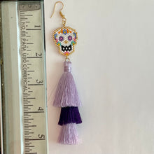 Load image into Gallery viewer, Long Skull Earrings Purple
