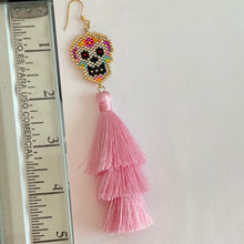 Load image into Gallery viewer, Long Skull Earrings Pink
