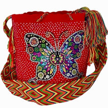 Load image into Gallery viewer, Wayuu embellished Butterfly in red
